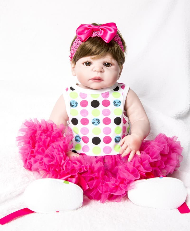 Factory Wholesale Reborn Dolls Simulation Baby Wearing Dress, Amazon Recommended KT Cat Colorful Dots