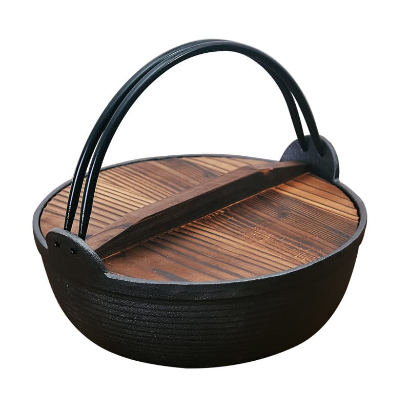 Cast Iron Hanging Pot Outdoor Thread Pot, Cast Iron Soup Pot Japanese Sukiyaki Pot, Camping Stew Pot, Small Hot Pot with Handle
