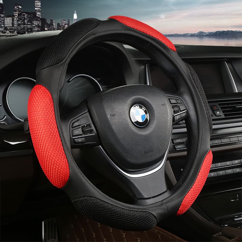Car Steering Wheel Cover Summer Sandwich Style Breathable Anti-Slip Cover Drop Shipping Supported on Taobao