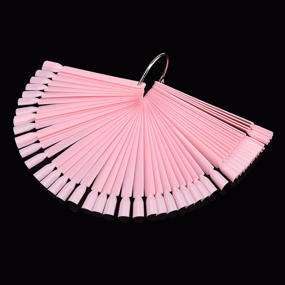 Nail Art Supplies 50-Color Fan-Shaped Flat Head Color Card Nail Polish Color Chart Nail Practice Tips Nail Color Swatch
