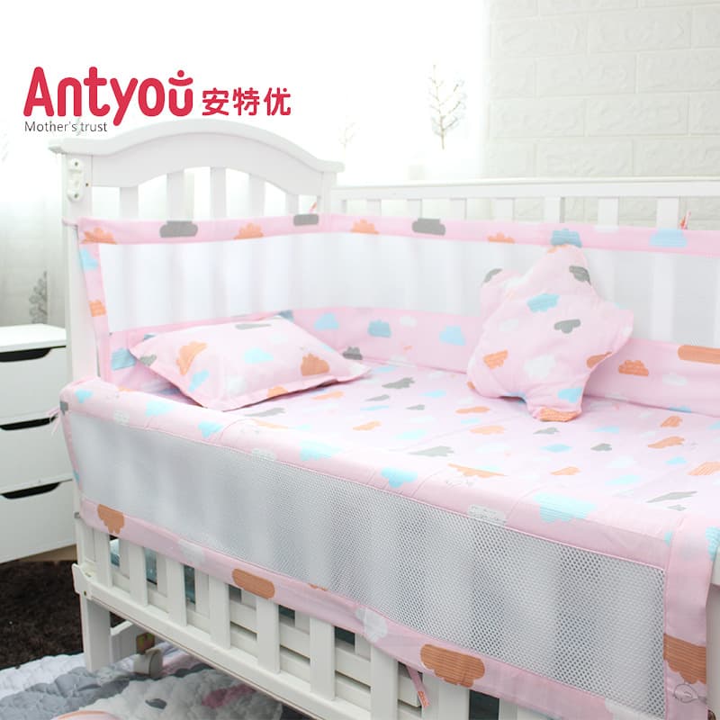 Summer pure cotton sandwich mesh crib bumper, custom-made baby bedding, sheets, bed linens, pillows