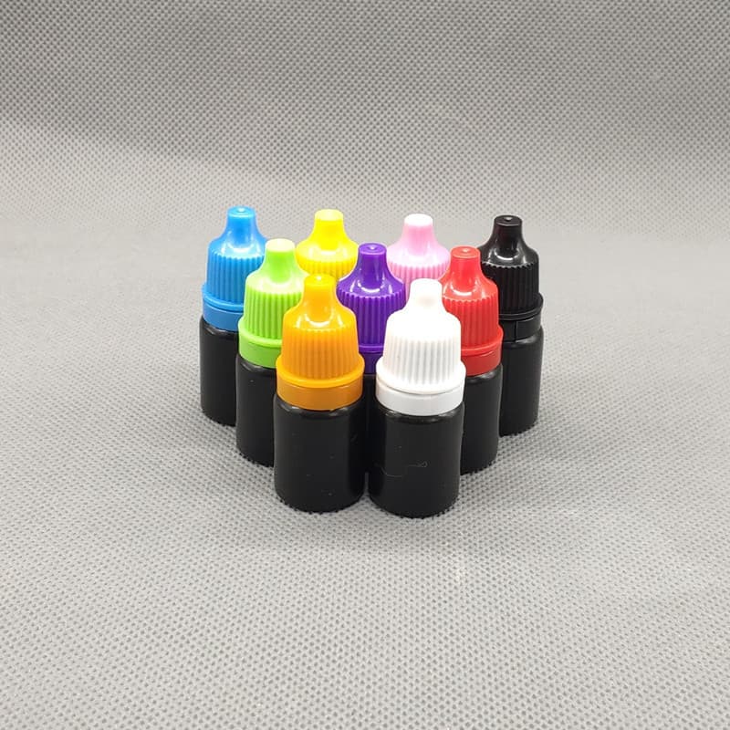 5ml Plastic Liquid Dropper Bottle, Small Eye Dropper Bottle, 5ml Bottle with PE Black Light-Proof Cap, Empty Small Packaging Bottle