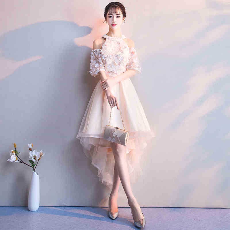 Champagne Evening Dress for Women 2026 New Winter Student Graduation Party Short Petite Gown