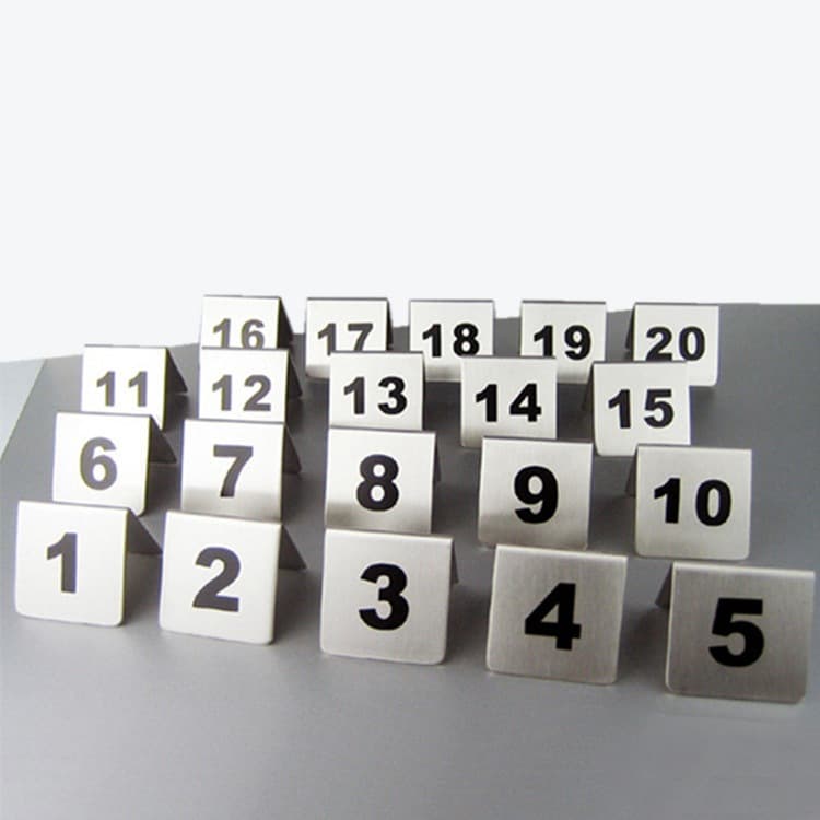 Red Number Stainless Steel Tabletop Sign for Restaurant Table Number Calling