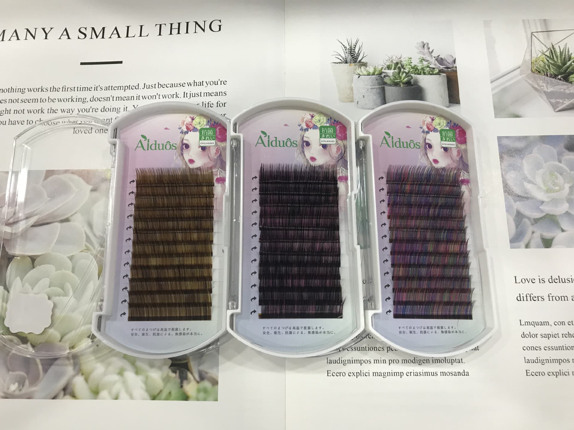 Aiduoshi false eyelash grafting eyelashes colorful mink velvet color eyelashes three-color eyelashes colorful/caramel/black brown