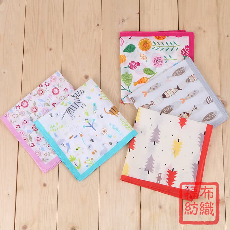 35cm New Pure Cotton Soft Feel Fresh Printed Square Scarf Cotton Printed Handkerchief Children's Towel