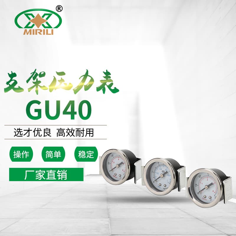 Pressure Gauge with Bracket GU-40 Flanged Axial Panel Mount Pneumatic Air Pressure Test Gauge PT1/8 Spray