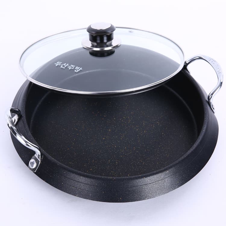Korean Army Stew Rice Cake Hot Pot Short Soup Pot, Compatible with Induction Cooktop and Gas Stove, 28cm