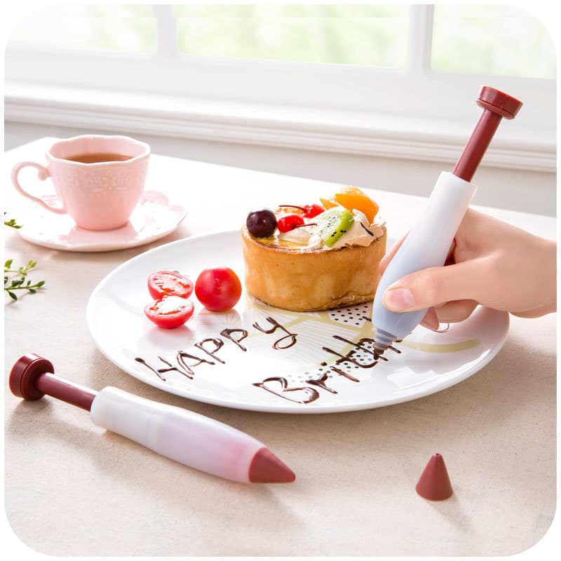 Baking Tool Silicone Flower Pen Chocolate Fruit Sauce Cake Writing Pen Milk Cream Squeeze Gun American Style Non-patented