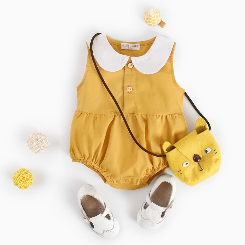 Hayi Pure Cotton Baby Romper with Bow Back Detail, Summer Infant Bodysuit, Newborn Baby Clothes