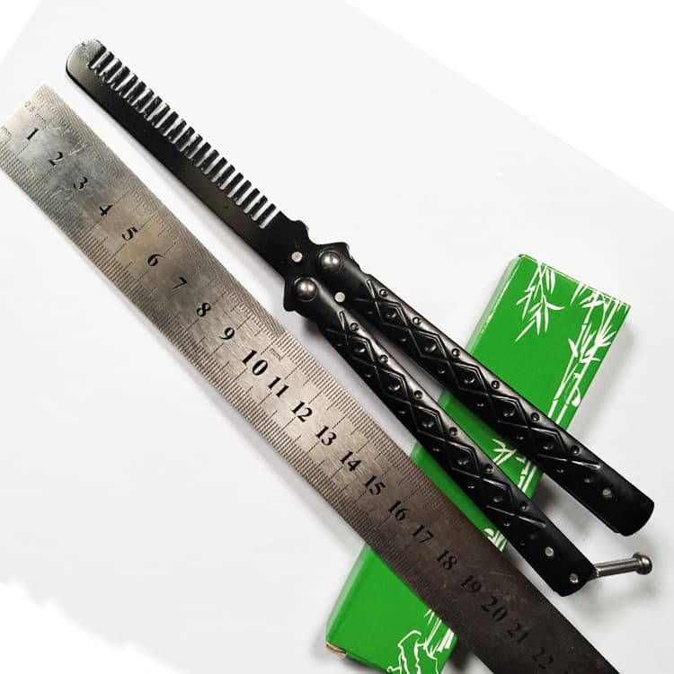 Butterfly Practice Comb Folding Knife Trainer for Adults Outdoor Training Unsharpened Self-Defense Camping Knife