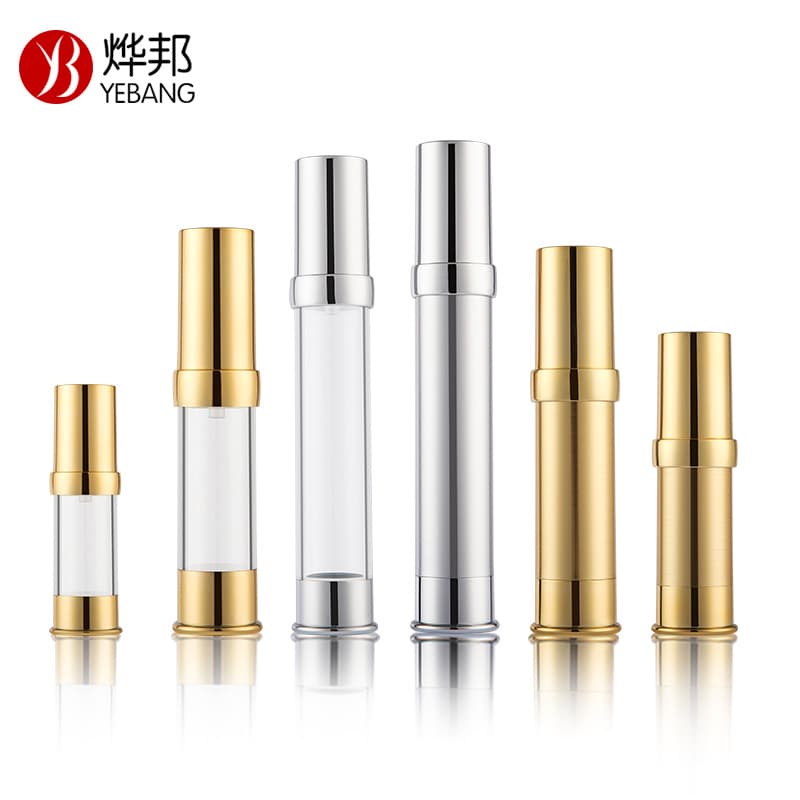 15ml 20ml 30ml Gold Silver Bright Cosmetic Refillable Vacuum Bottle Lotion Bird's Beak Press Type Serum Bottle