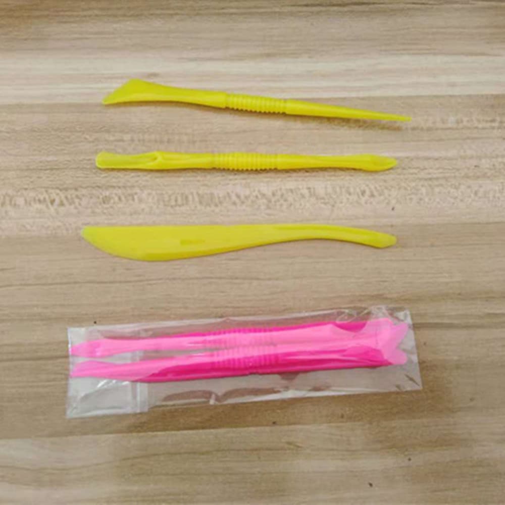 13cm Plastic 3-Piece Craft Knife Set for Ultra-Light Clay, Sand, Eraser Clay, and Pottery Carving Tools with Scraper and Spoons