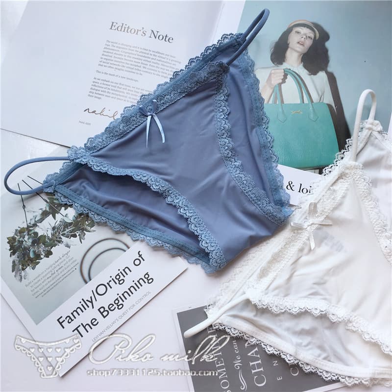 43-inch Japanese & Korean Sexy Cute Ice Silk Women's Panties Ice Silk Lace Trim Cute Sexy String Panties