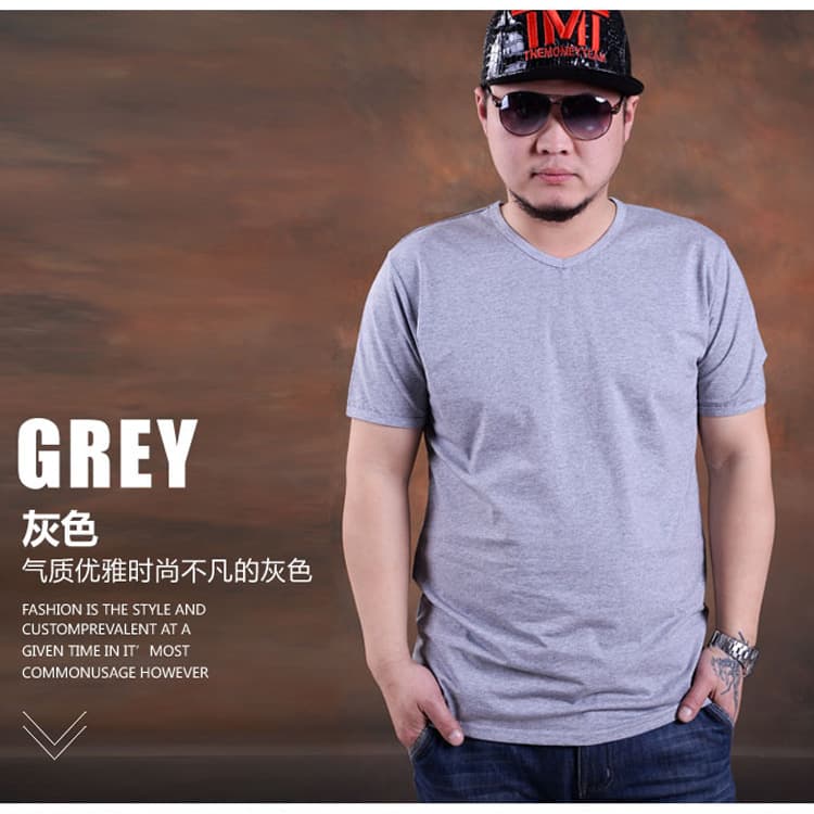 Plus Size Men's T-Shirt Plus Size Short Sleeve Fat Guy Outfit Fat Guy Outfit 2021 Summer V Neck Pullover Solid Color Men's T-shirt