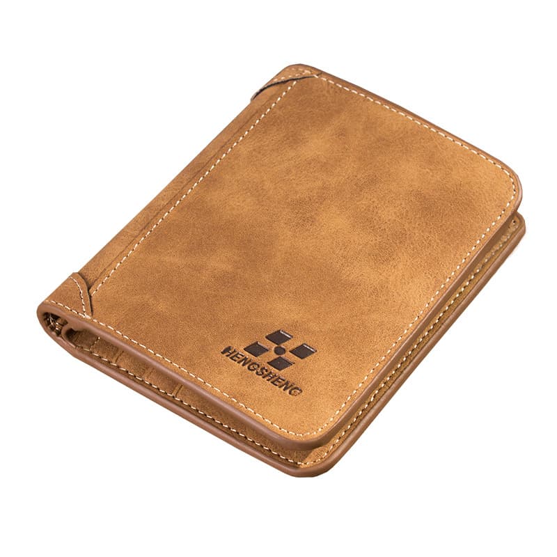 New Men's Short Wallet, Matte Leather, Vintage Tri-Fold Vertical Wallet, Korean Style, Multiple Card Slots