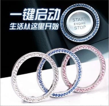 Car Accessories One-Button Start Button Decorative Ring Hand-Embedded Rhinestone Crystal Ignition Ring Sticker Interior Decoration
