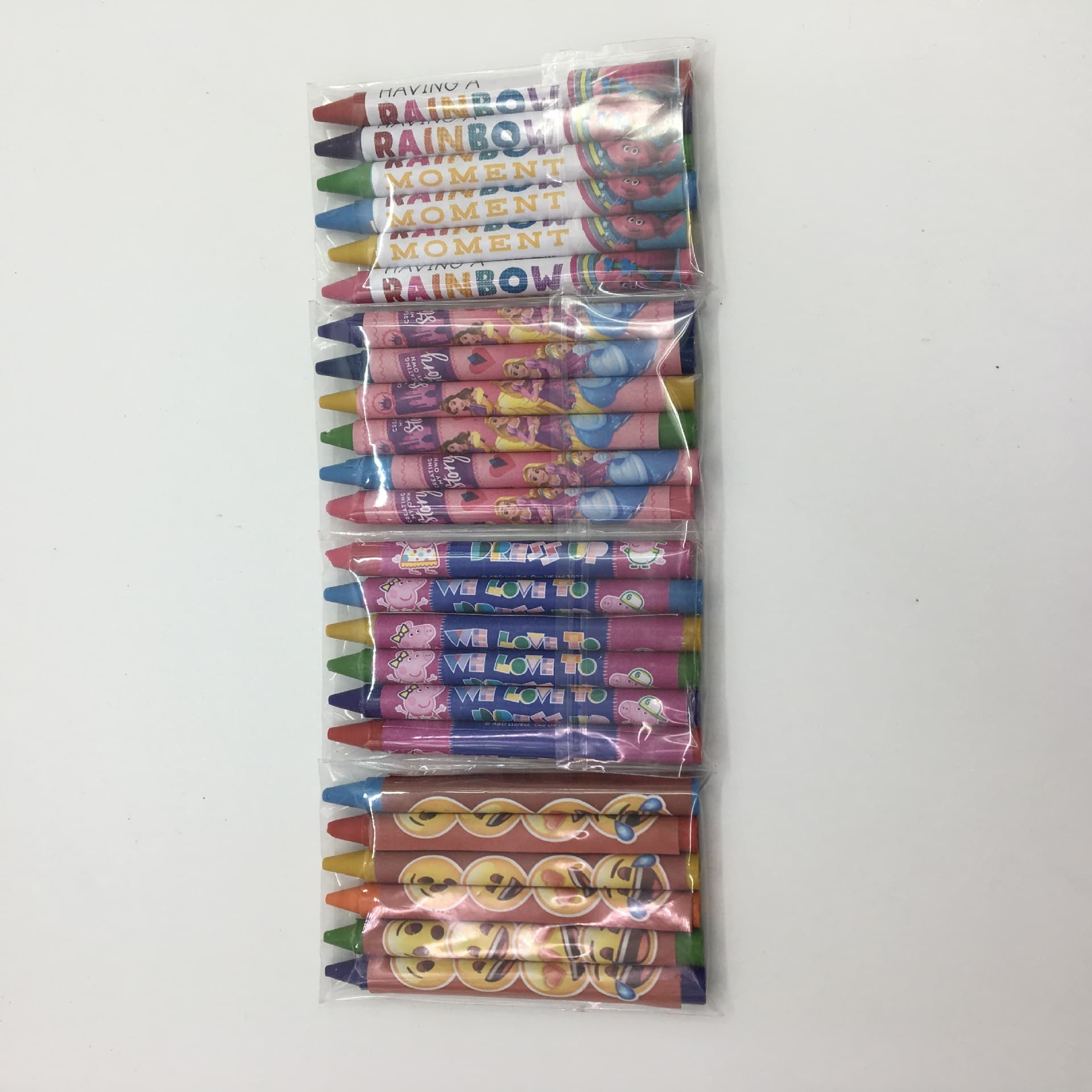 Customized opp bag 6 color crayon cartoon wrapped paper round rod crayon 0.7*8.5CM length crayon children's painting