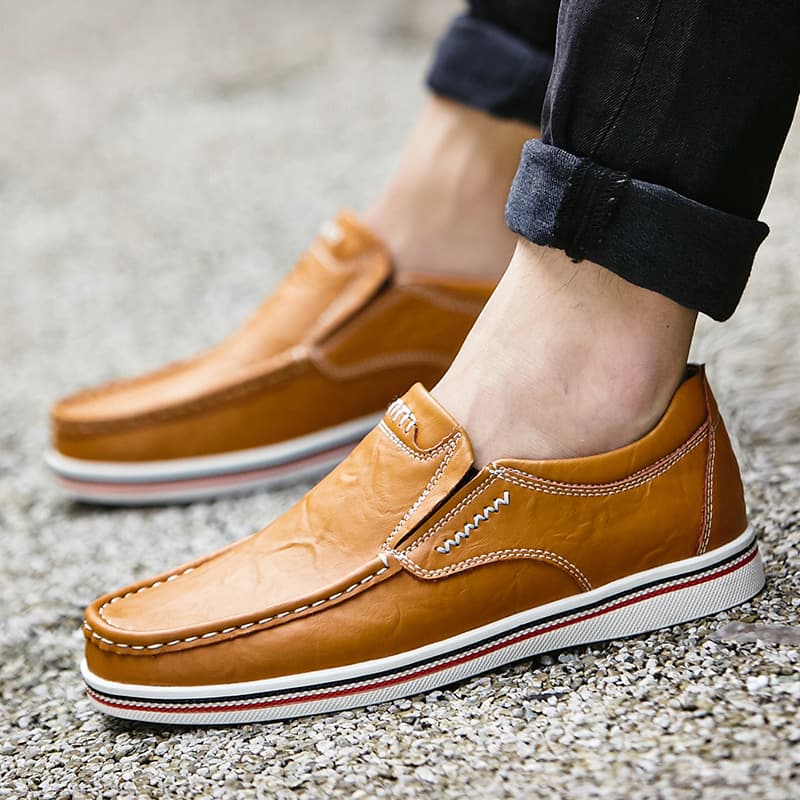 Spring 45 Men's Loafers Bean Shoes Brown English Style Business Casual Leather Shoes Size 46 47