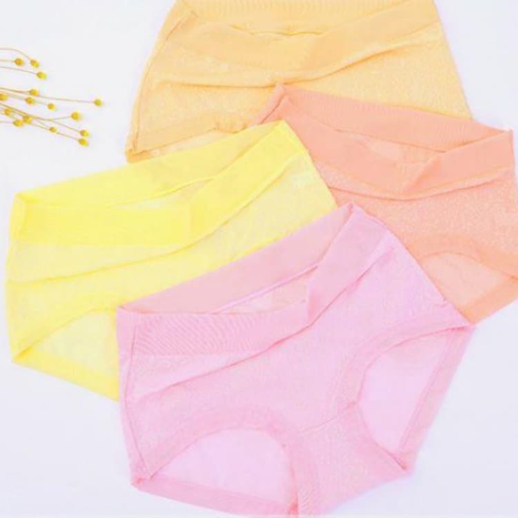 Factory Wholesale Maternity Low-Rise Underpants 4-Pack, Soft Silky Easy-Wash Stretch Cotton Solid Color Print