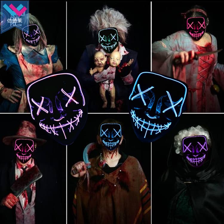 EL Wire Light Up Neon Skull LED Mask For Halloween Concert
