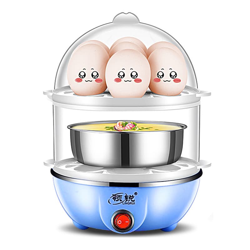 Lingrui Mini Multifunctional Egg Cooker, Stainless Steel, Double-Layer Egg Cooker, Breakfast Machine, Small Home Appliance
