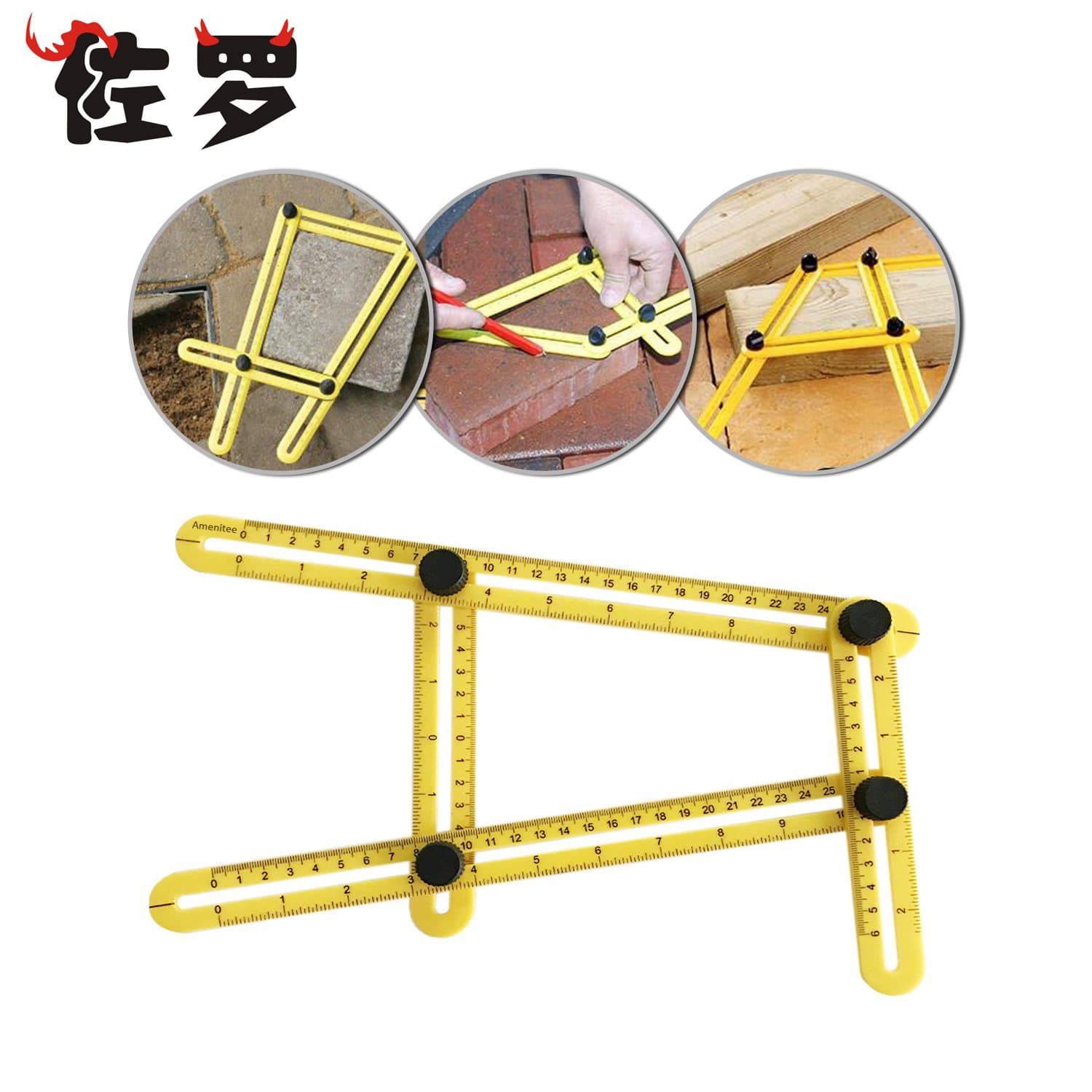 Multifunctional measuring abs plastic movable four-fold ruler multi-angle ruler four-sided ruler four-corner ruler 4-fold ruler folding ruler
