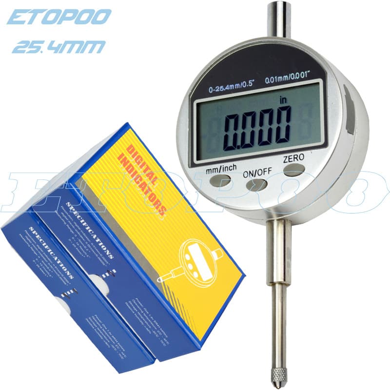HUOTO Digital Dial Indicator 0-25.4MM 0.01mm White (with Ear Cover Included)