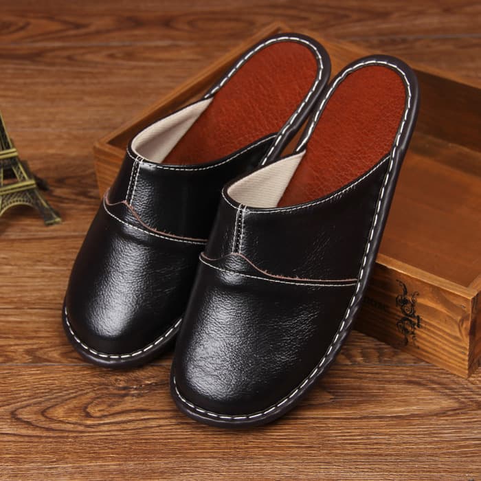 Genuine Leather Home Slippers for Men and Women, Anti-Slip Cowhide Sole, Spring/Summer/Autumn Indoor Slippers, Top Layer Cowhide