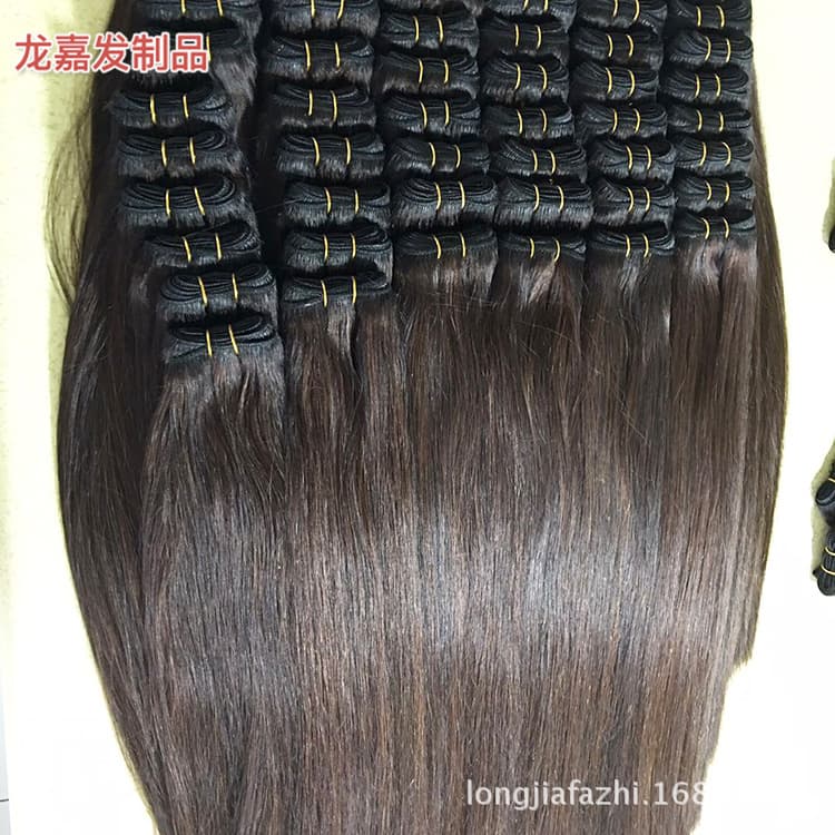Wholesale Real Human Hair Wig Clips Hair Extension Kit Clip-in Hair Extensions for Lengthening, Fully Real Hair, Can Be Dyed and Permed