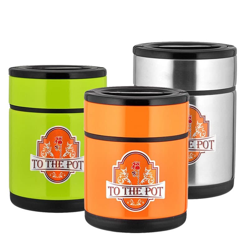 Stainless Steel Vacuum Insulated Lunch Box, Sealed Thermal Container, Three-Compartment Thermal Cooker, Lunch Box with Logo Printing Option
