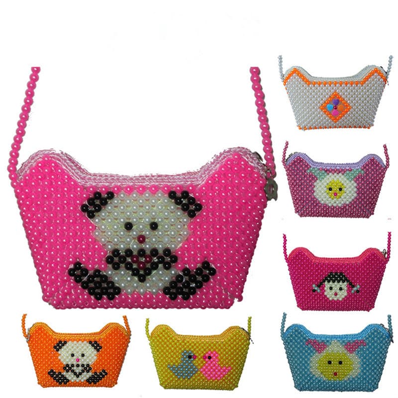 Factory wholesale tourist area street stall crossbody beaded shoulder bag, cute anime cartoon ingot bag, faux pearl bag
