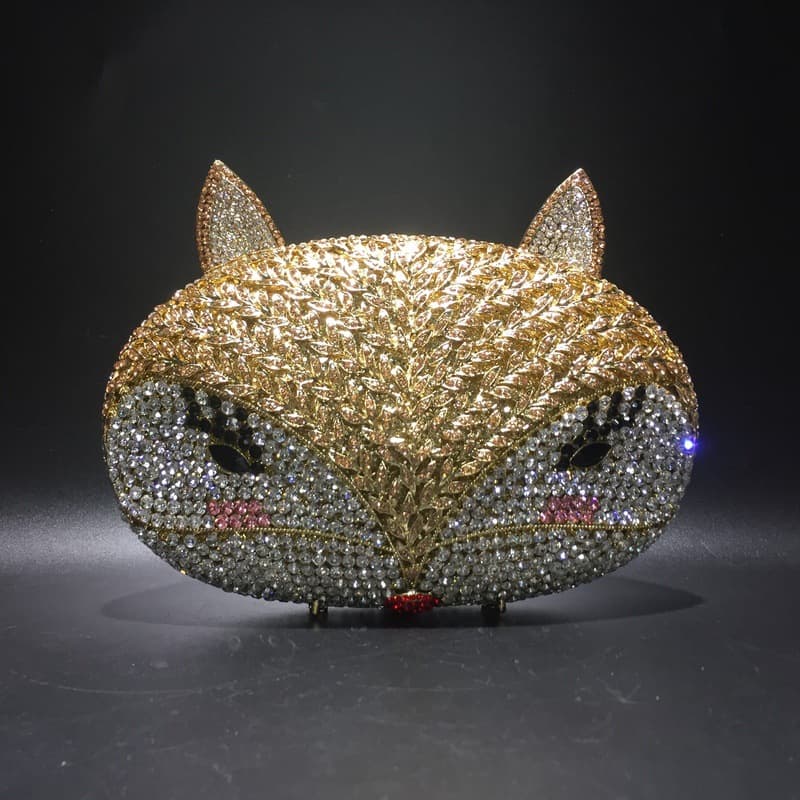 Fox Rhinestone Bag Hollow Metal Crystal Evening Bag Handmade Inlaid Rhinestone Bag AliExpress Foreign Trade Women's Handbag
