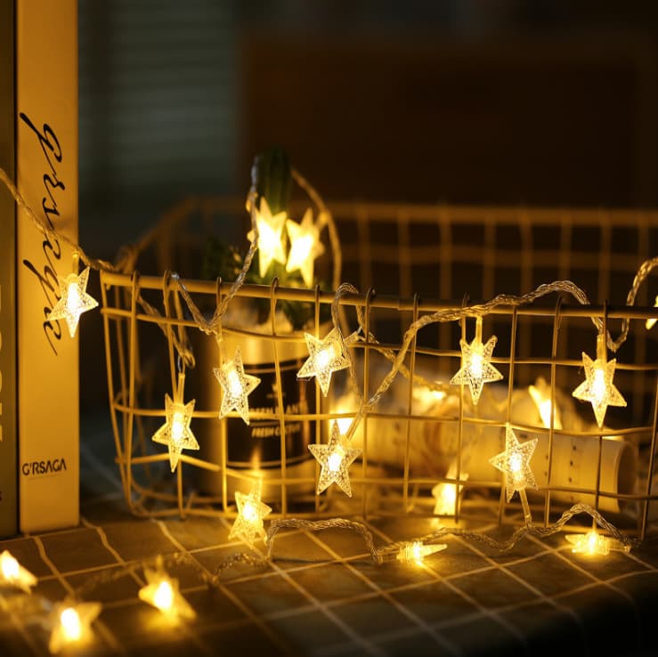 Romantic Star String Lights for Bedroom Decoration, Curtain Fairy Lights, Dorm Room Decor, Ins Style