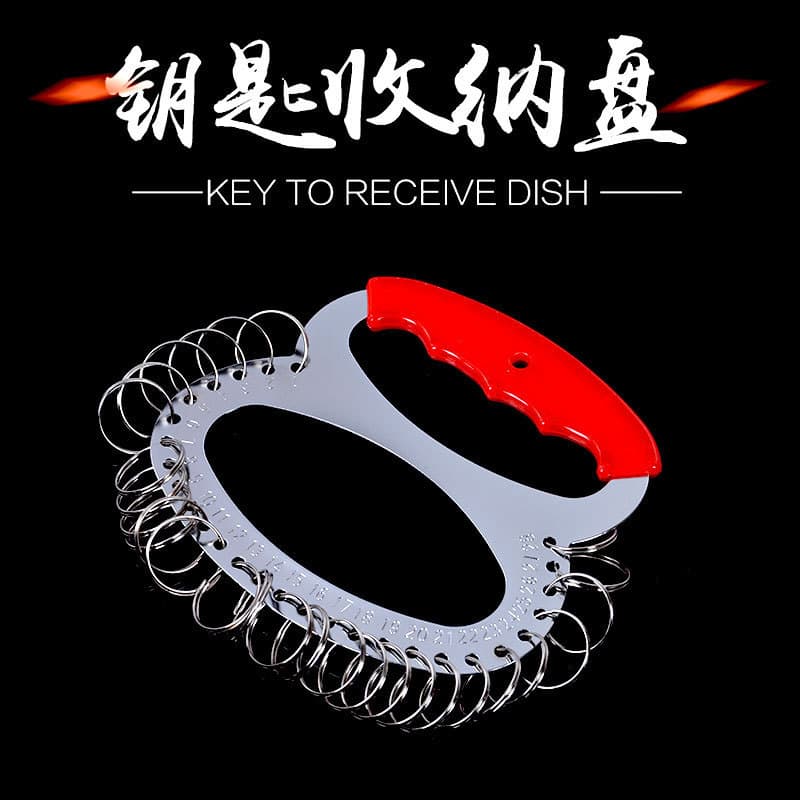 28-Position Metal Key Tag Key Board with Handheld Rubber Grip Key Ring Keychain