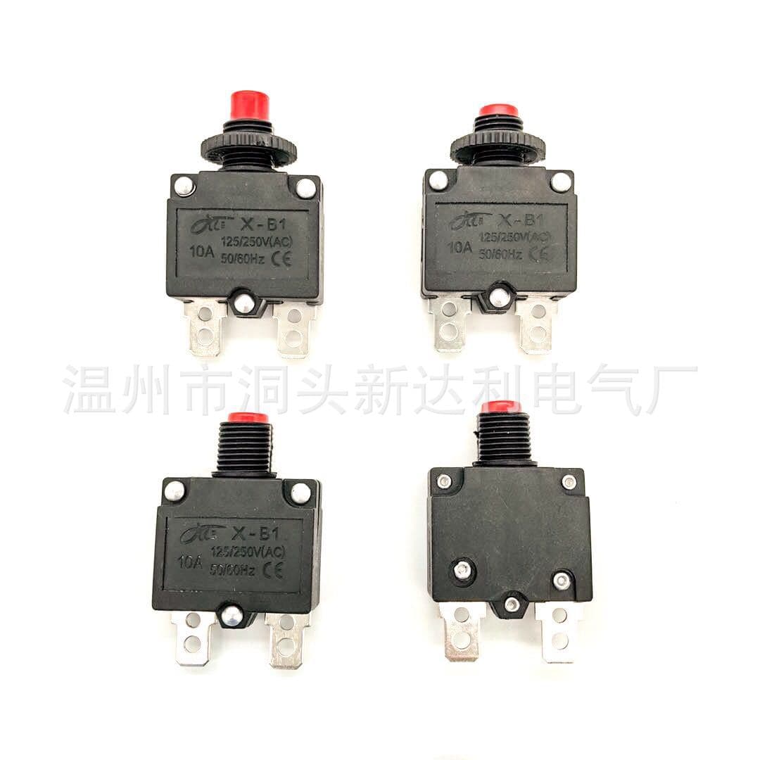 Supply of small current overload protectors with optional plastic X-B1 manual reset switch fuses and bent terminals.