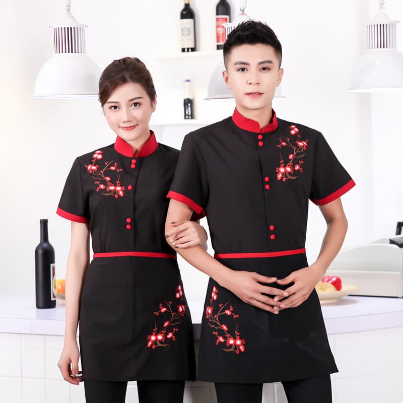 Summer Hotel Work Uniform for Restaurant, Western Restaurant, Hotpot Staff Short Sleeve Shirt Unisex