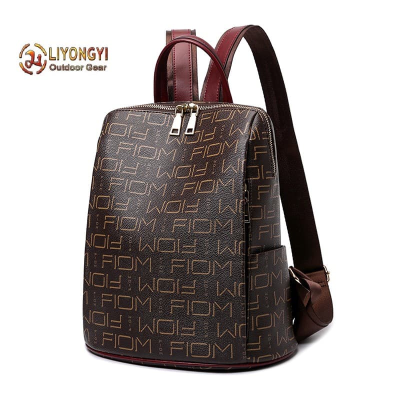 PVC Waterproof Monogram Backpack for Women, New Minimalist Fashion Style Vintage Women's Bag, Foreign Trade Ladies Handbag