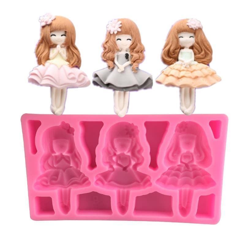 Princess Doll Silicone Mold for Sugar Art Chocolate Cake Baking Mold Irregular Shape Girl's Dollhouse Accessories