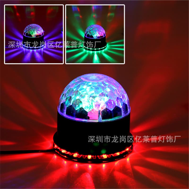 Mini Laser Light Stage Lamp Sound Control 6 Color Rotating UFO Beam Small Magic Ball Lamp Colorful Rotation LED Spotlight