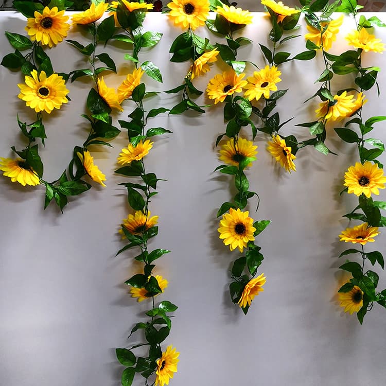 Sunflower Vine Decoration Artificial Flower Rattan for Ceiling Realistic Scene Decor