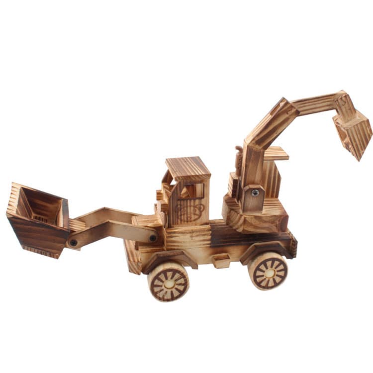 Wooden Car Ornament Toy Car Travel Craft Toy Wood Car Source Factory Push Digger Car Model Ornament Wholesale