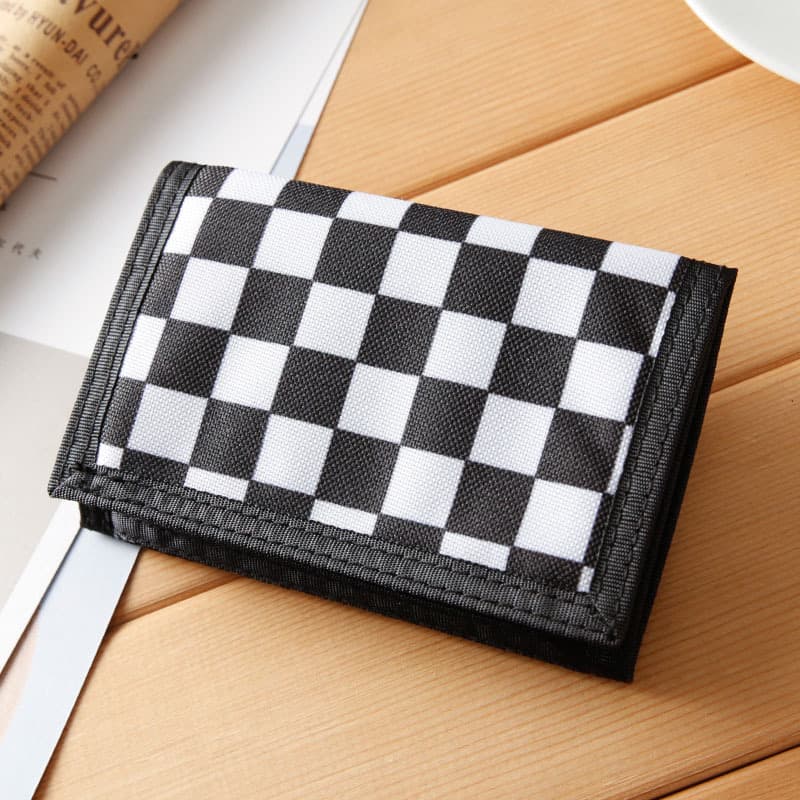 Men's Short Three-Fold Canvas Wallet Student Card Holder Cross-Border Small Wallet Silver