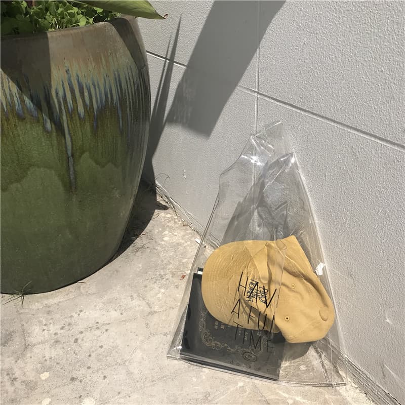 Korean spring INS Dongdaemun same style transparent shopping bag, smiley face letter shoulder bag design, handbag plastic bag.