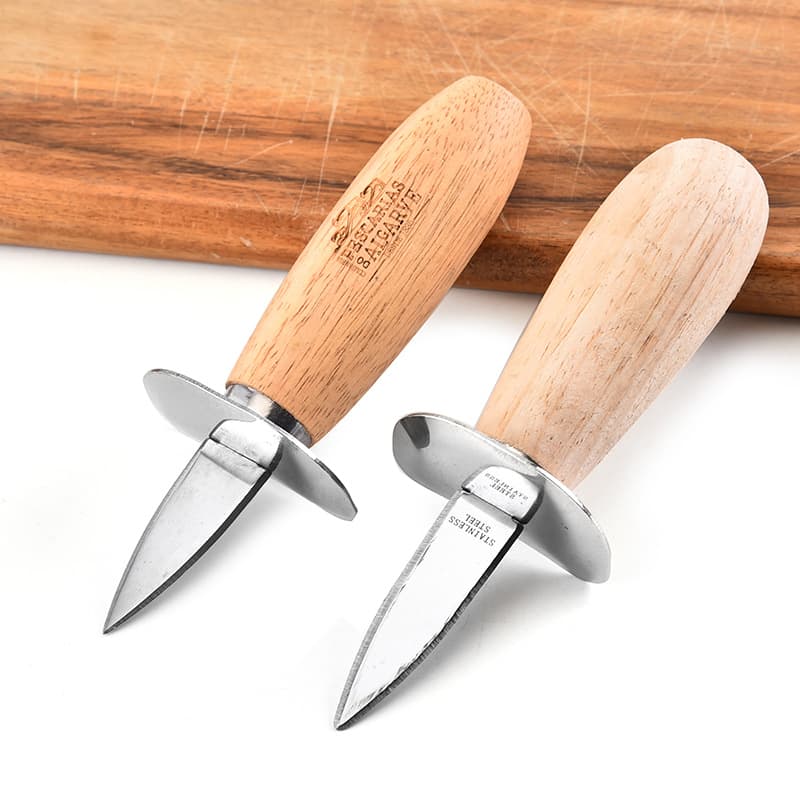 Manufacturer wholesale wooden handle oyster seafood scallop shucker, stainless steel multifunctional household improved oyster opener