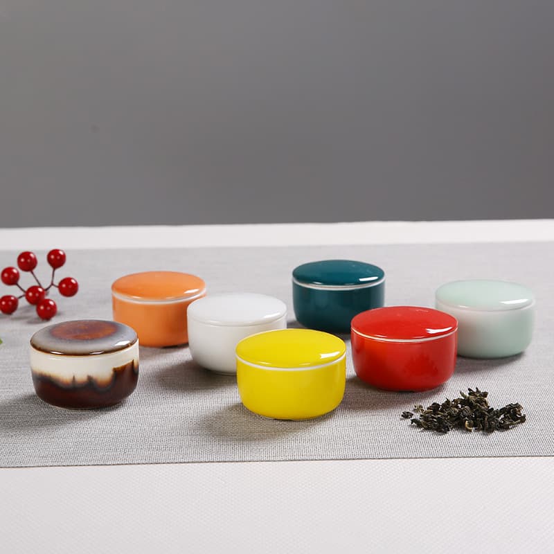 Factory Direct Multi-Colored Glaze Ceramic Tea Caddy 20g Sealed Storage Jar Mini Small Gift Custom Logo Tea Canister