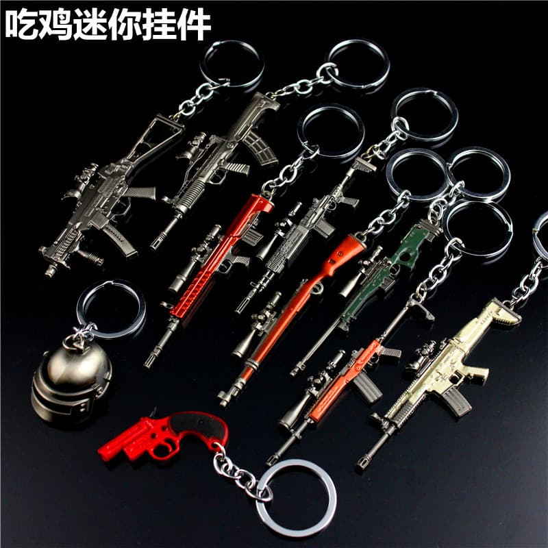 PUBG Mini14 SCAR-L Signal Mini Gun AWM 98K Helmet SKS M416 Keychain