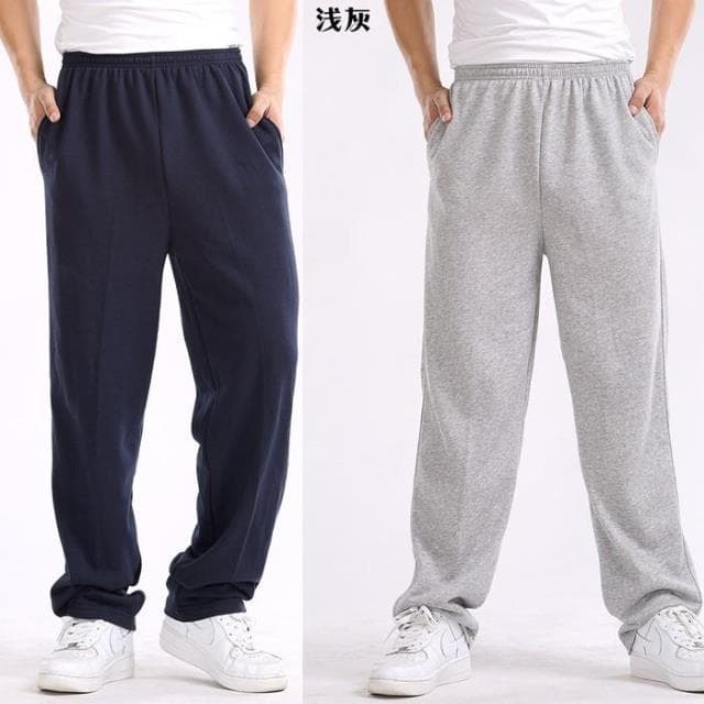 New Spring/Autumn Mid-Weight Solid Color Men's Plus Size Sports Pants Cotton-Polyester Casual Pants for Heavy Men