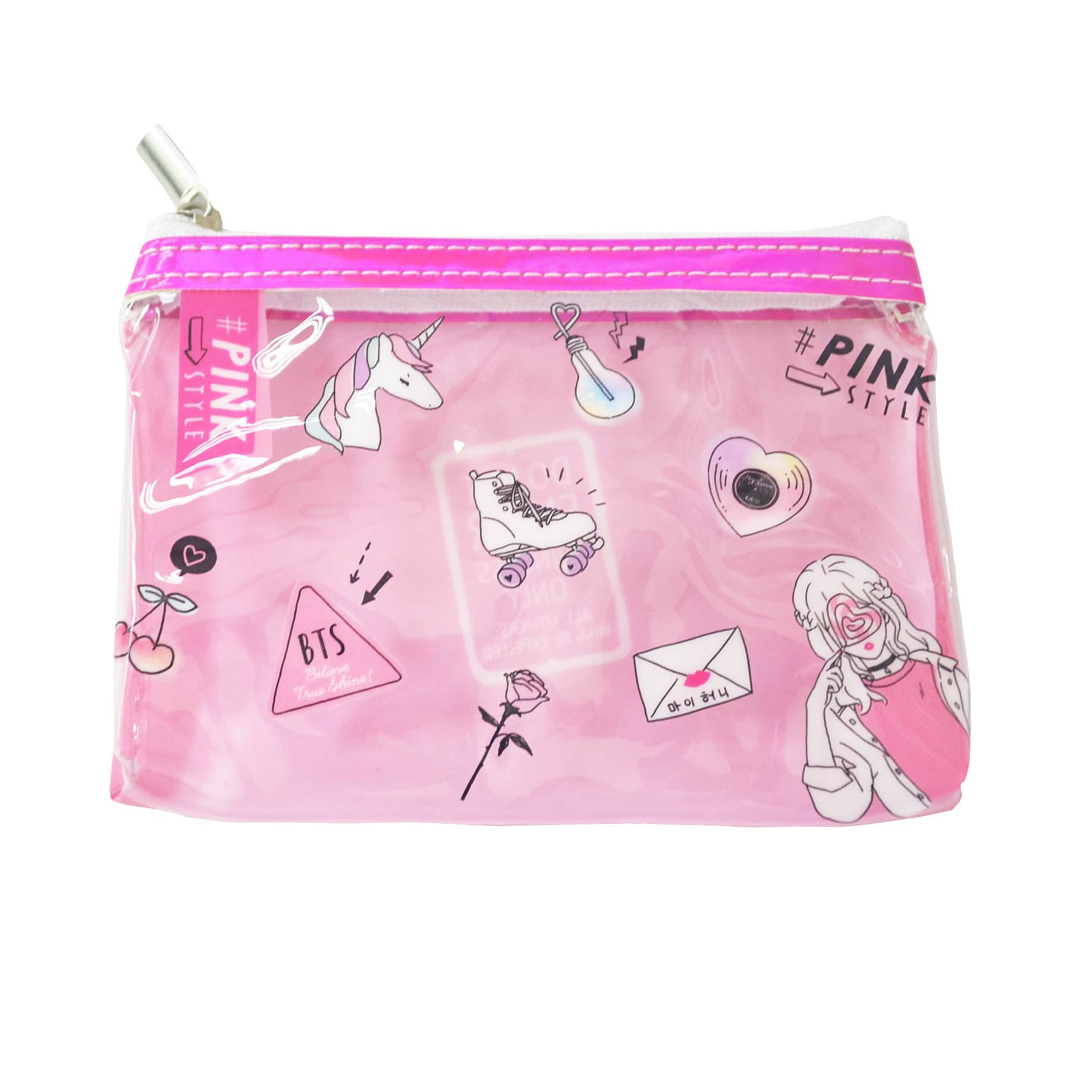 PVC Transparent Soft Bag Cosmetic Bag Stationery Pouch Storage Bag Sewn Zipper Handbag Handmade