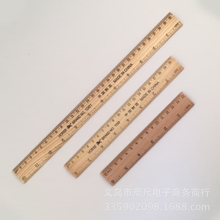 Factory direct supply of 30cm, 20cm, and 15cm wooden rulers.